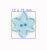 Blauwe Transparante Bloem Knoop met Glitter 13x15mm Knopen KNP00013